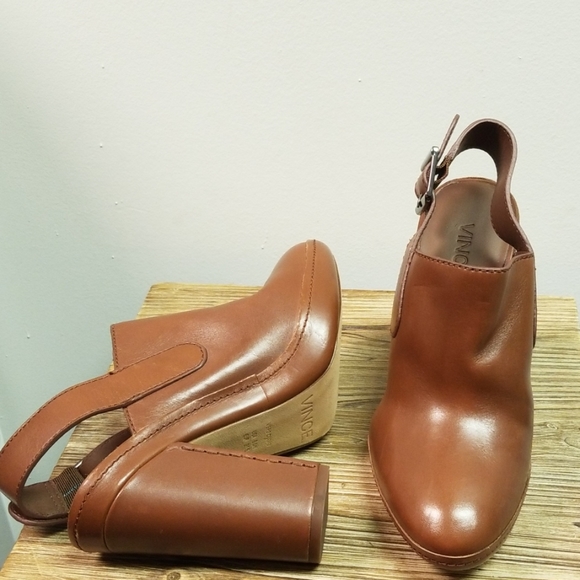 Vince Brown Leather Block Heel Mule Pumps - Picture 4 of 8